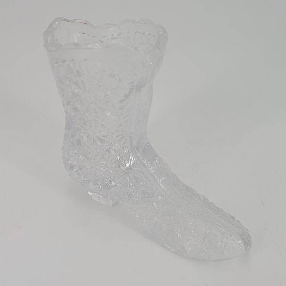 Victorian Button Boots Glass Shoe Set Ladies Pressed Aqua Blue Clear Pink Fenton - Picture 6 of 12